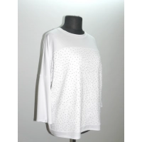 Elegancka bluzka zdobiona gęstą koronką i brokatem - biała